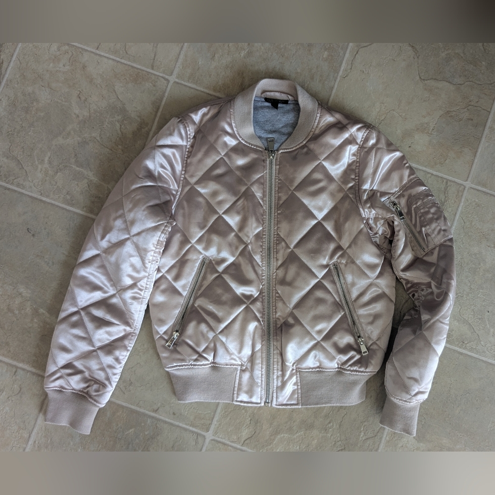 Top Shop Rose Gold Quilted Bomber Sz 4
